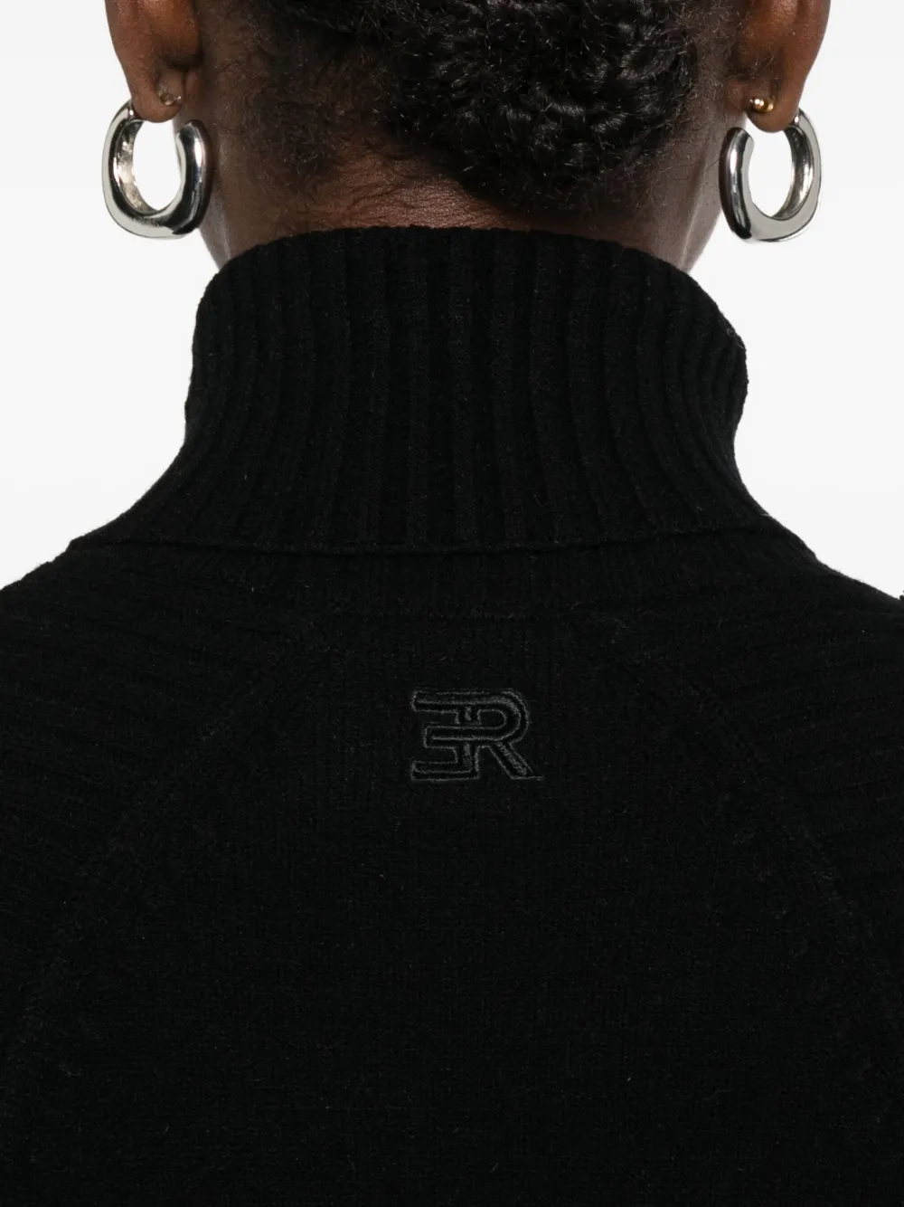 Ermanno Firenze Turtleneck Ribbed Sweater In Black