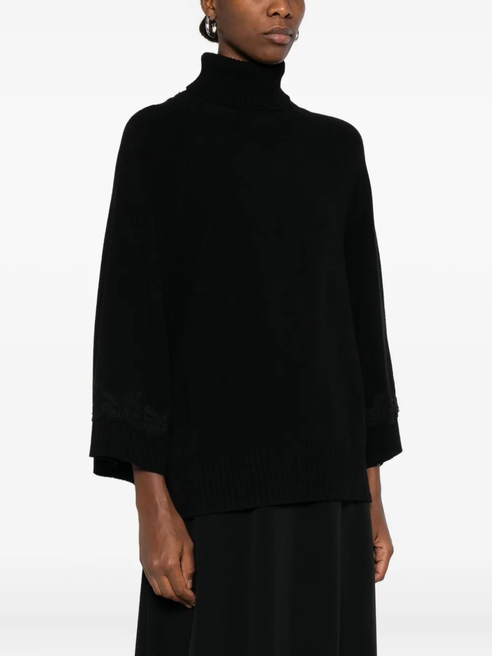 Ermanno Firenze Turtleneck Ribbed Sweater In Black