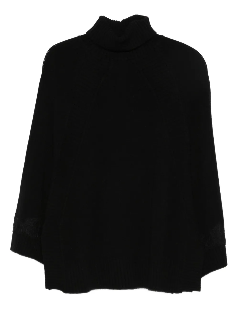 Ermanno Firenze Turtleneck Ribbed Sweater In Black