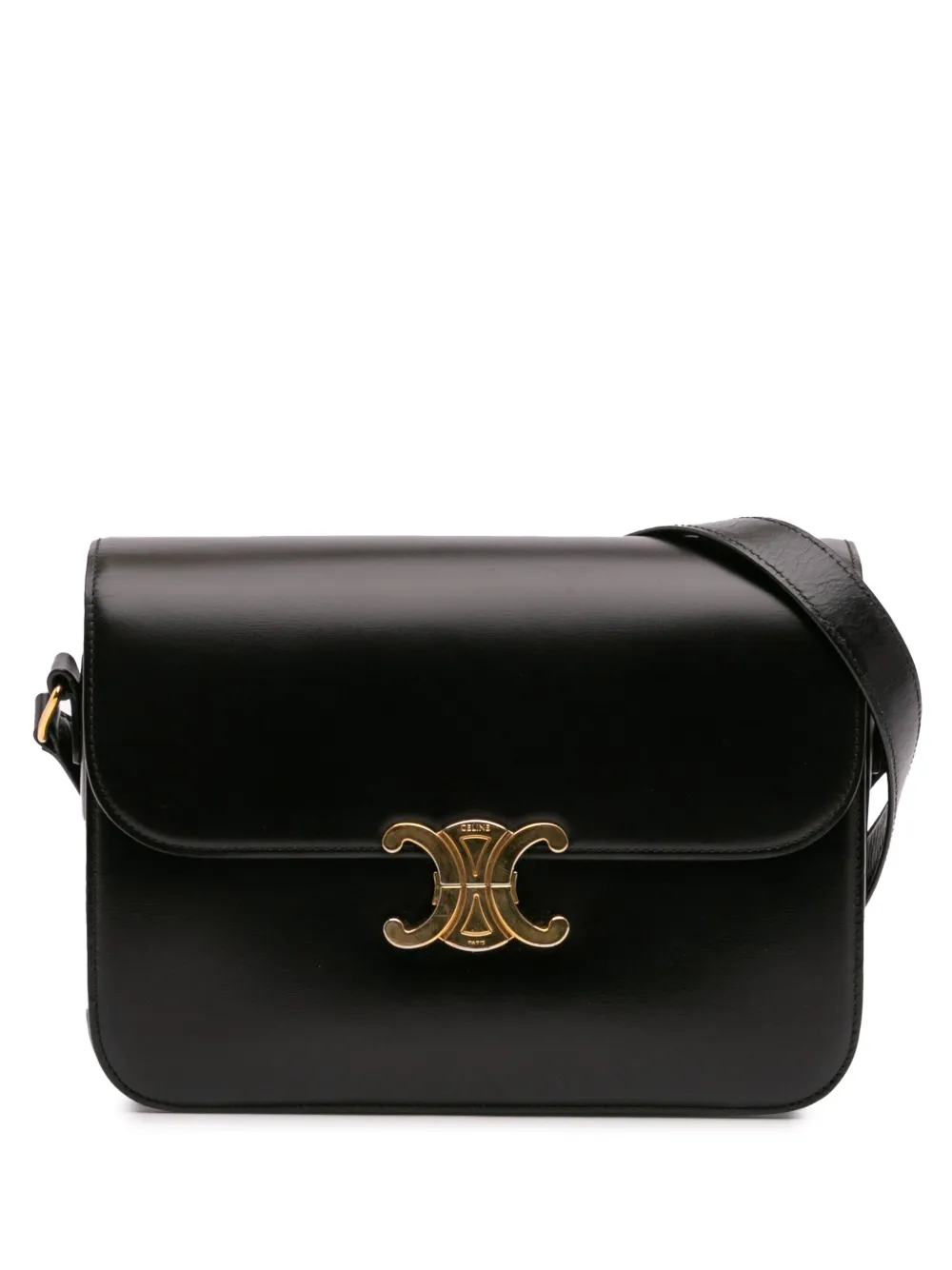 Celine Pre-Owned 2019 ラージ シャイニーカーフ トリオンフ ショルダーバッグ - ブラック Celine Pre-Owned 2019 ラージ シャイニーカーフ トリオンフ ショルダーバッグ - ブラック