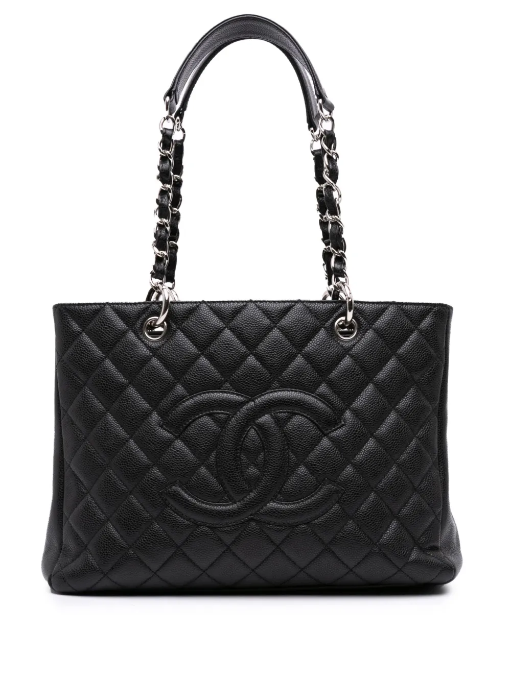 CHANEL Pre-Owned 2009-2010 Caviar Grand Shopping tote bag - ブラック CHANEL Pre-Owned 2009-2010 Caviar Grand Shopping tote bag - ブラック