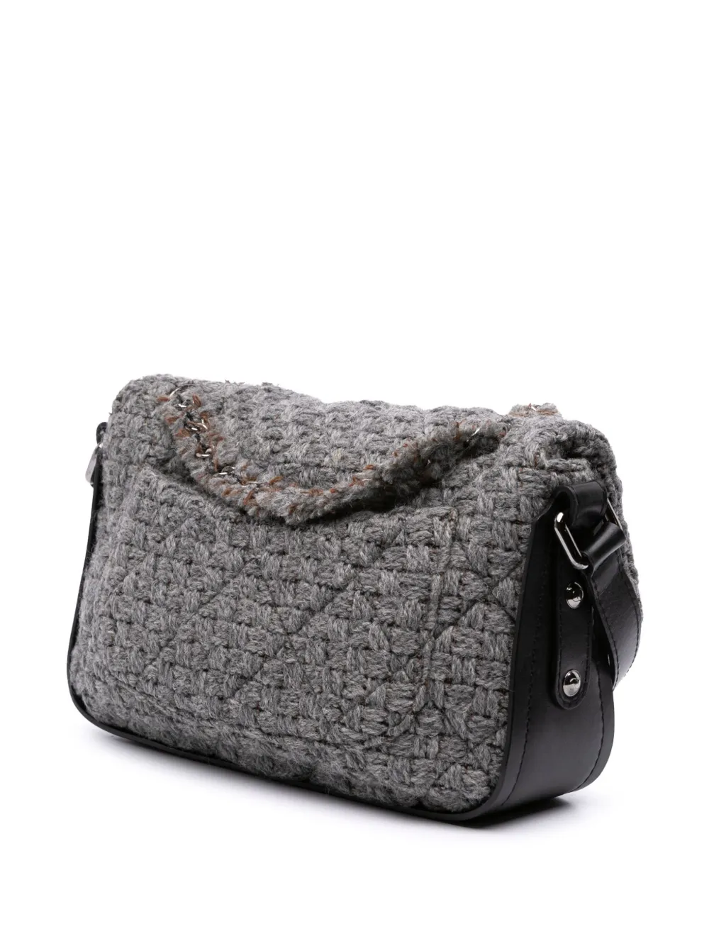 Pre-owned Chanel 2011 Quilted Wool And Calfskin Single Flap Satchel In Black