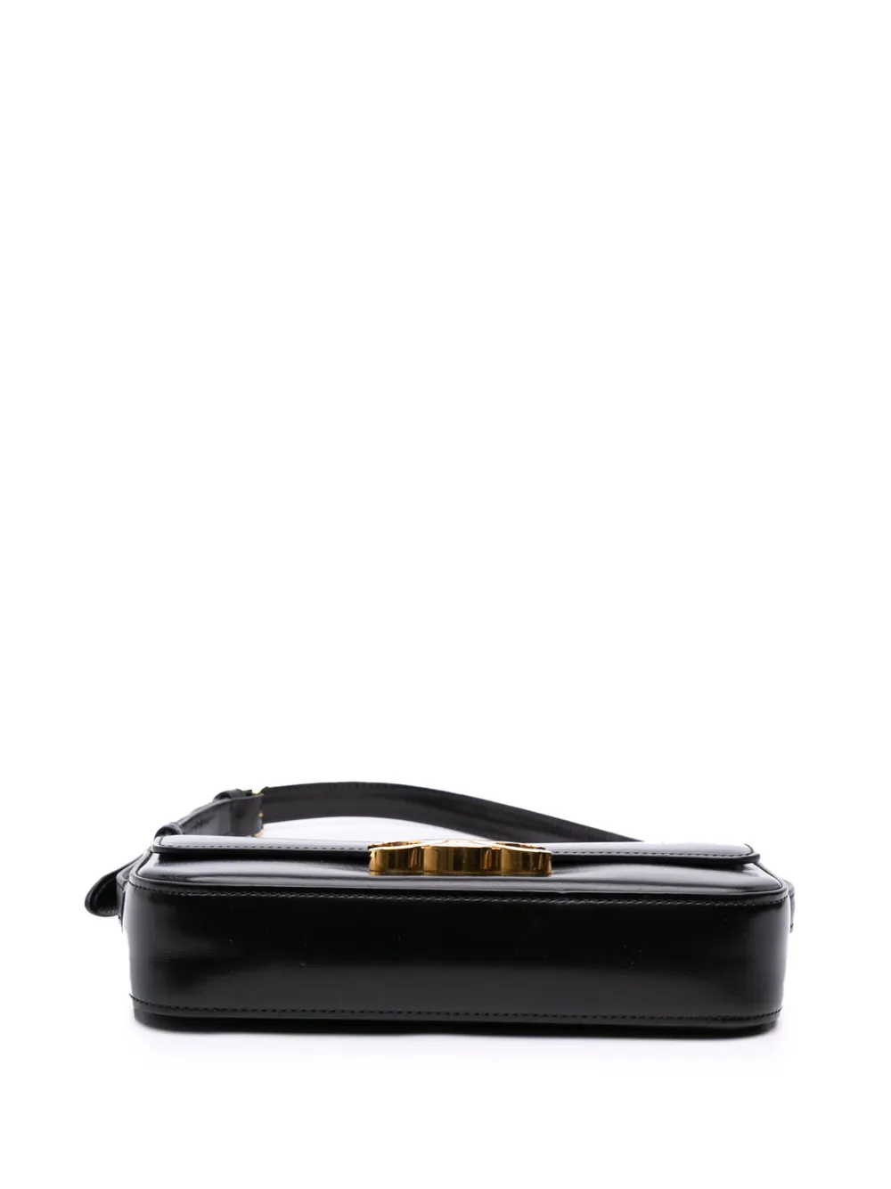 Pre-owned Celine 2021 Shiny Calfskin Claude Shoulder Bag In Black