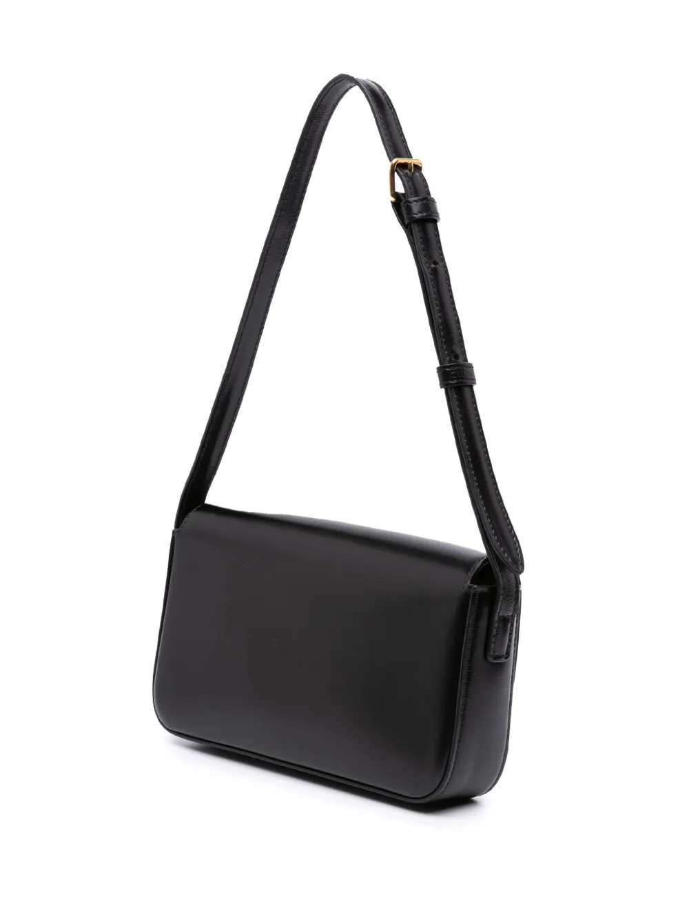 Pre-owned Celine 2021 Shiny Calfskin Claude Shoulder Bag In Black