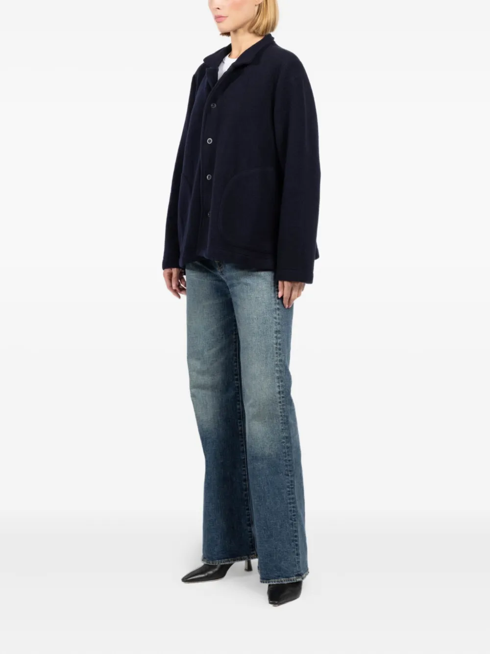 Labo Art Buttoned-up Virgin-wool Jacket In Blue