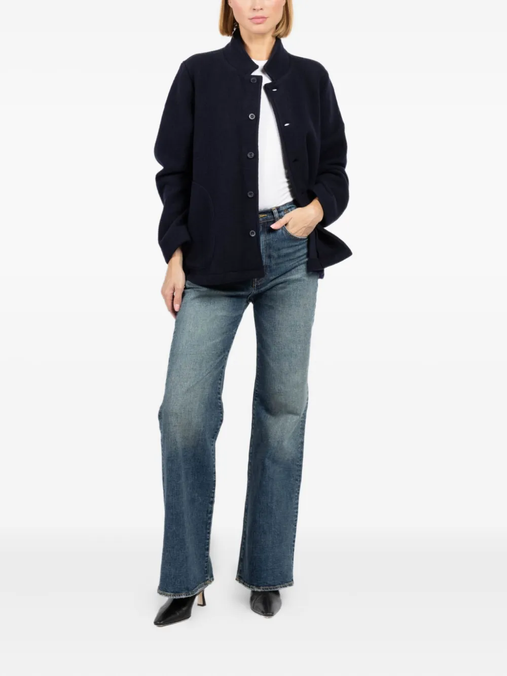 Labo Art Buttoned-up Virgin-wool Jacket In Blue