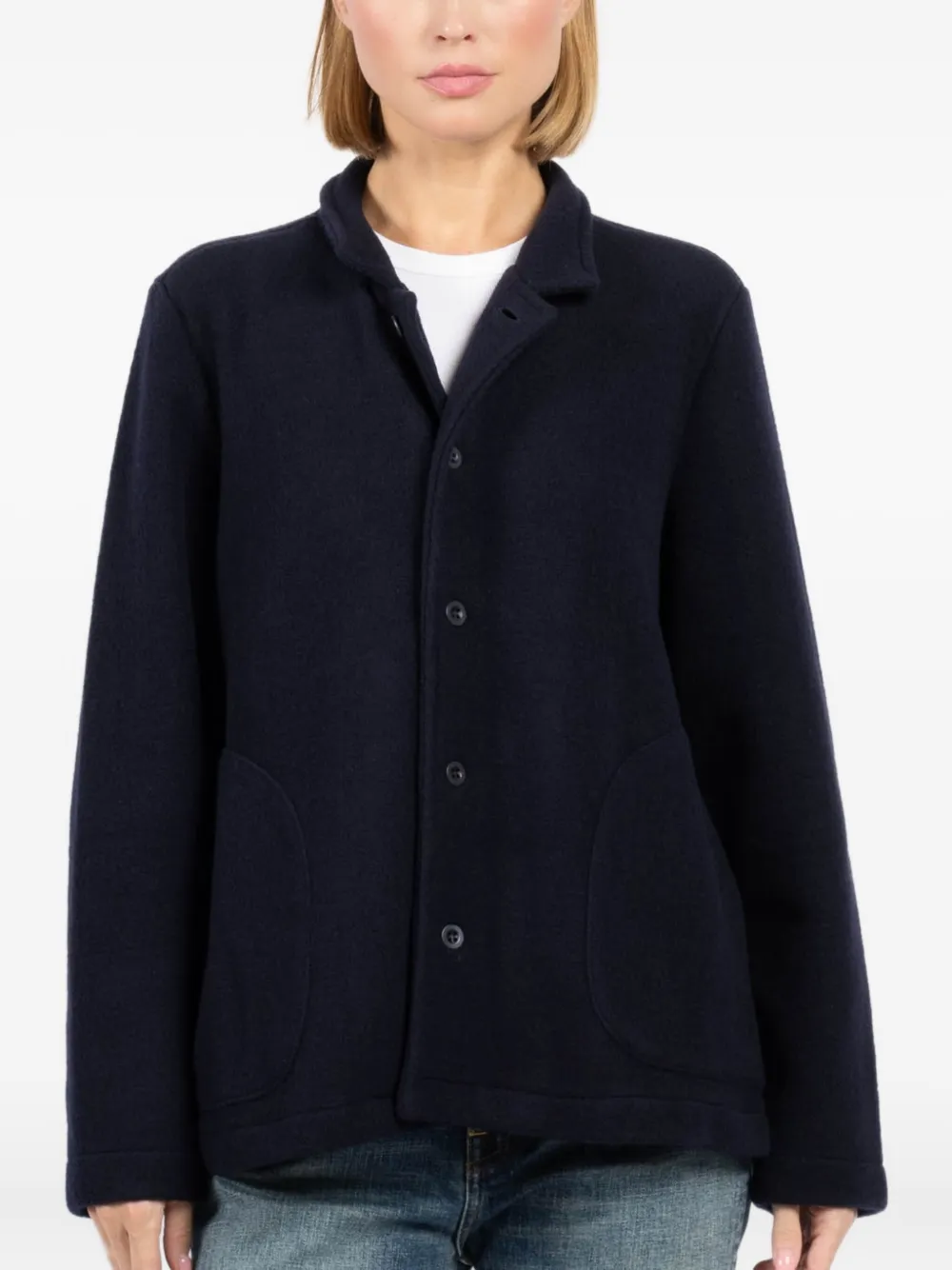 Labo Art Buttoned-up Virgin-wool Jacket In Blue