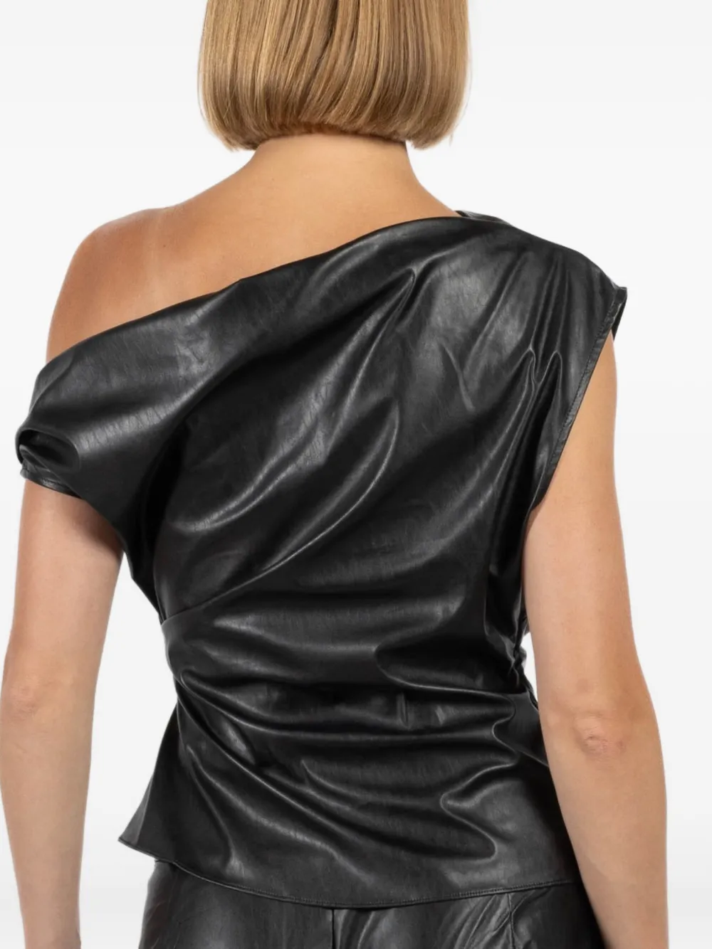 The Sei Draped One-shoulder Top In Black
