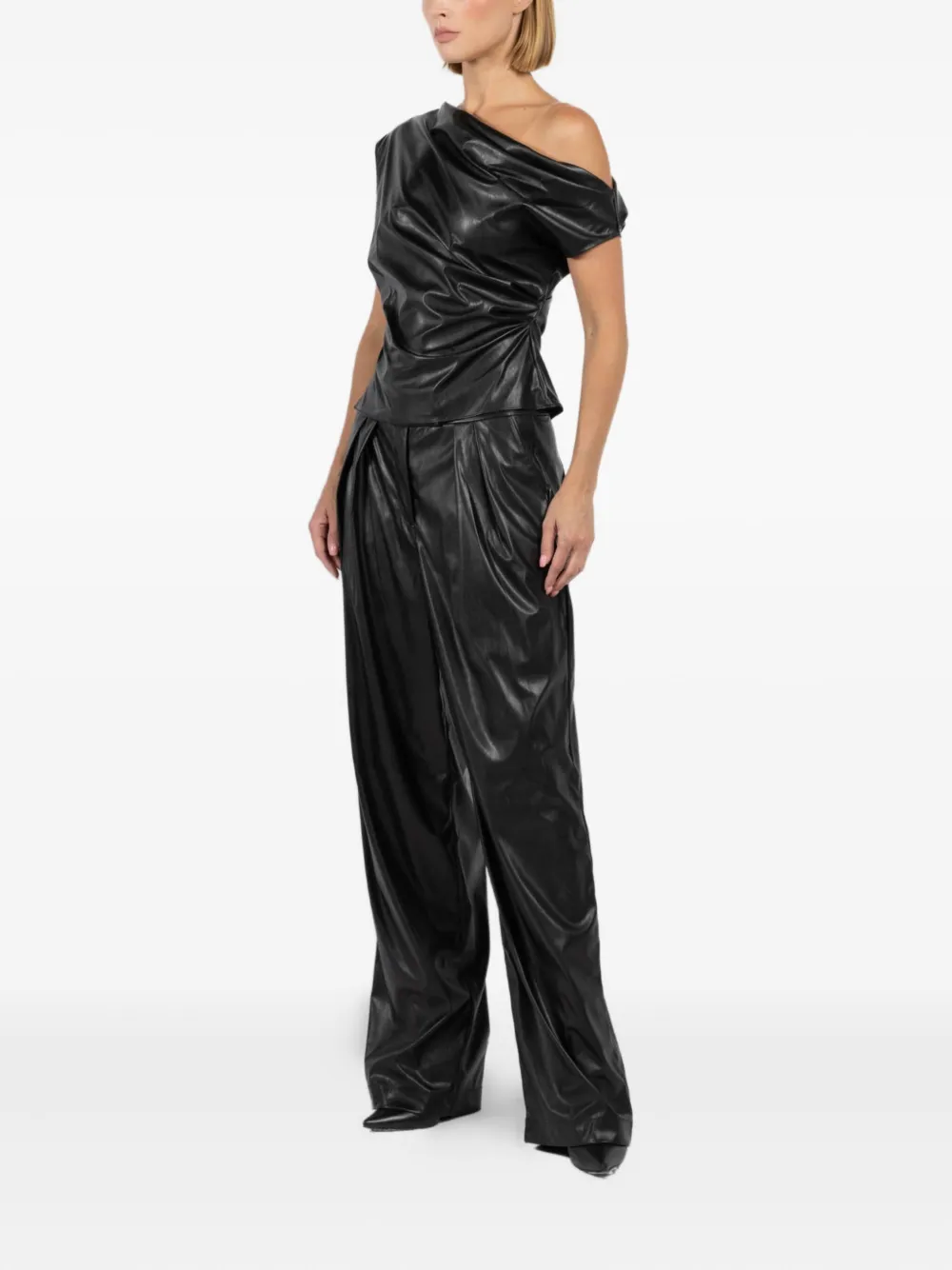 The Sei Draped One-shoulder Top In Black