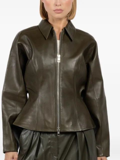 The Sei zip-front fitted leather jacket