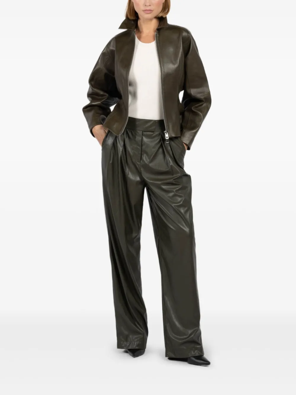 The Sei zip-front fitted leather jacket | Leather Jackets | Image 2