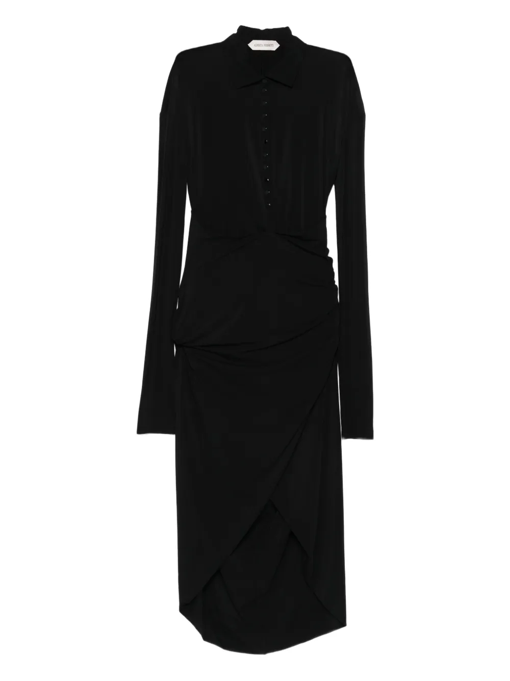 Alberta Ferretti long-sleeve asymmetrical midi dress - ブラック Alberta Ferretti long-sleeve asymmetrical midi dress - ブラック