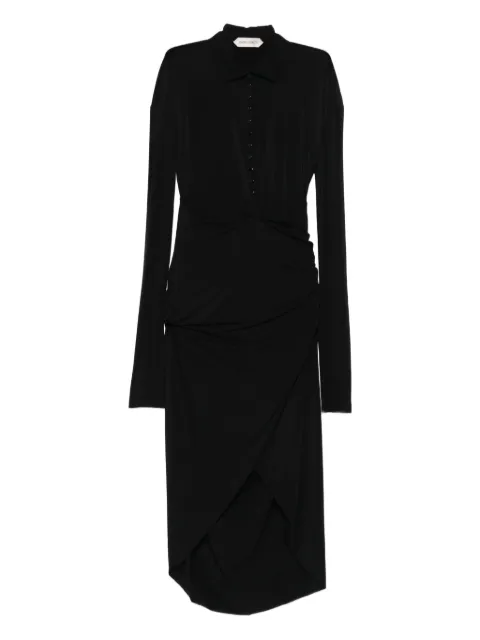 Alberta Ferretti long-sleeve asymmetrical midi dress