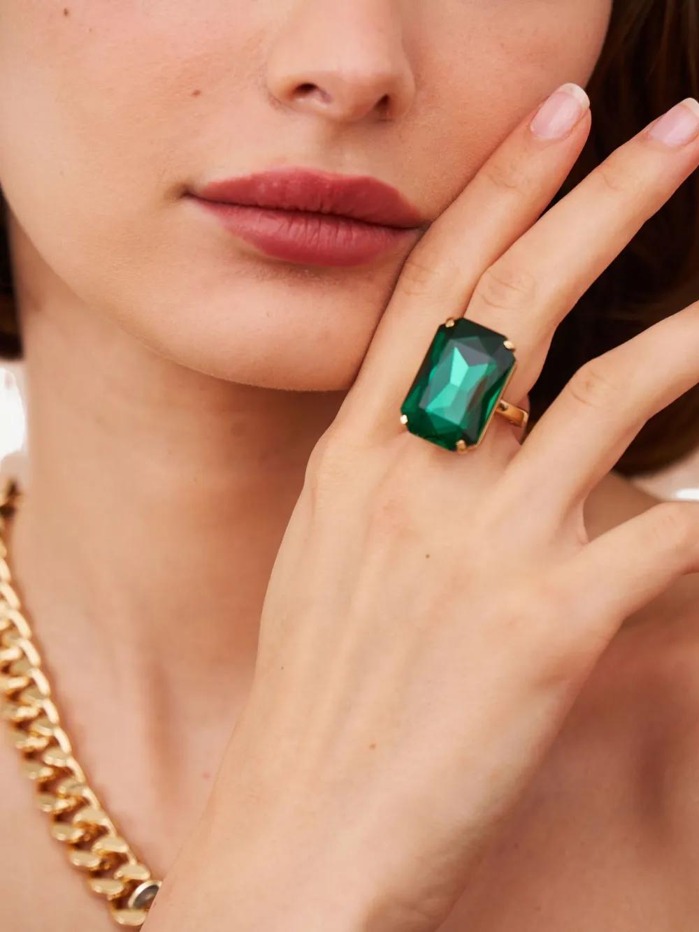 Kenneth Jay Lane octagon-shaped adjustable ring | Green | Image 1