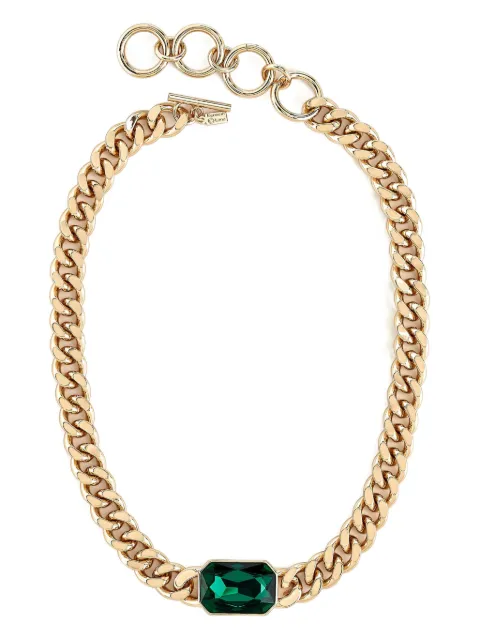 Kenneth Jay Lane curb-chain emerald necklace