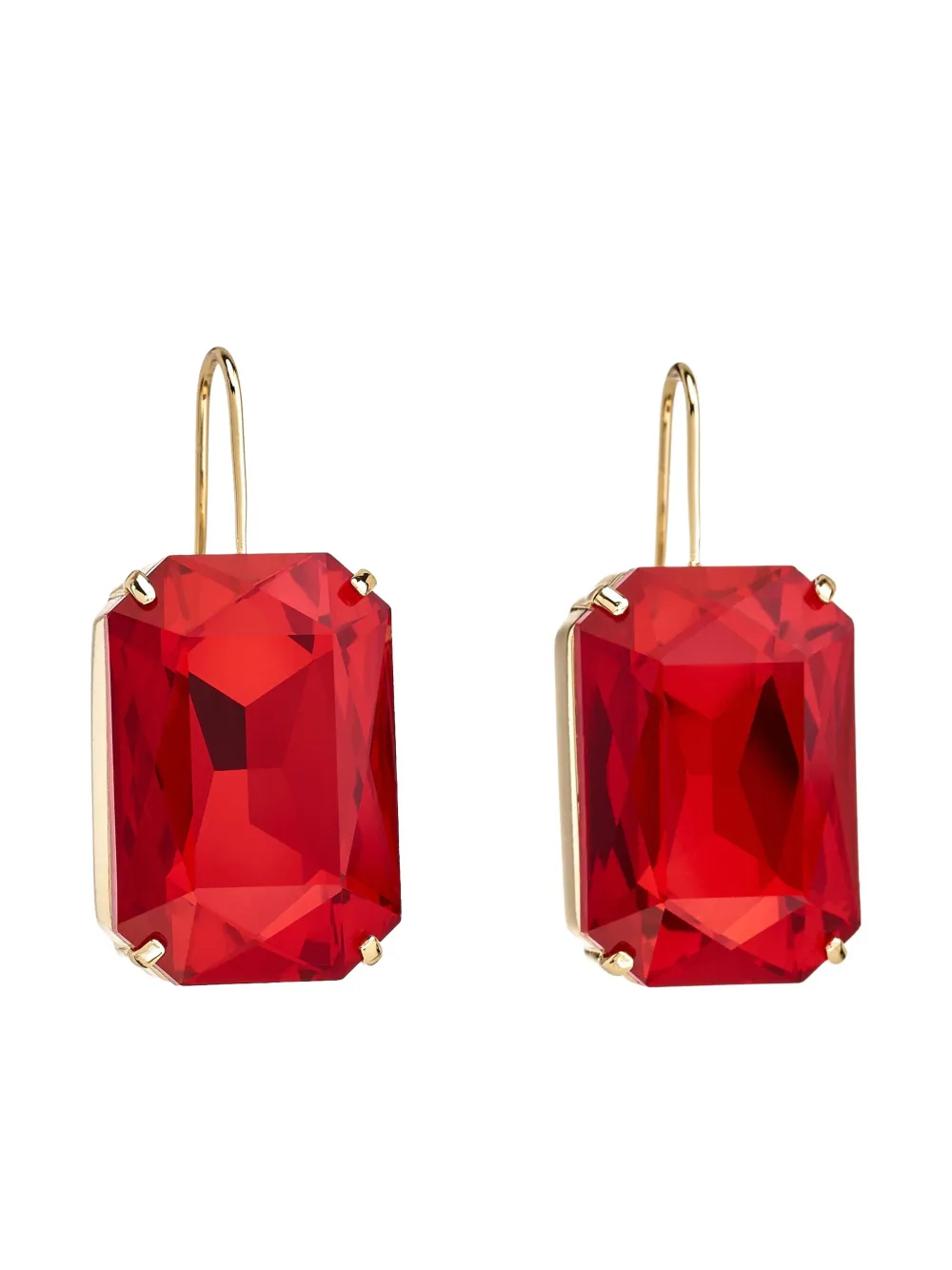 Kenneth Jay Lane octagon fishhook earrings - Rood