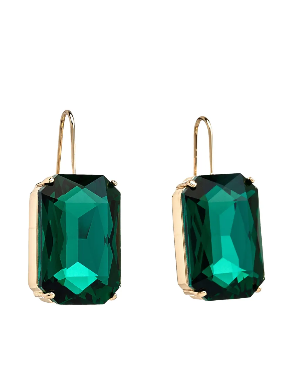 Kenneth Jay Lane octagon fishhook earrings - Groen