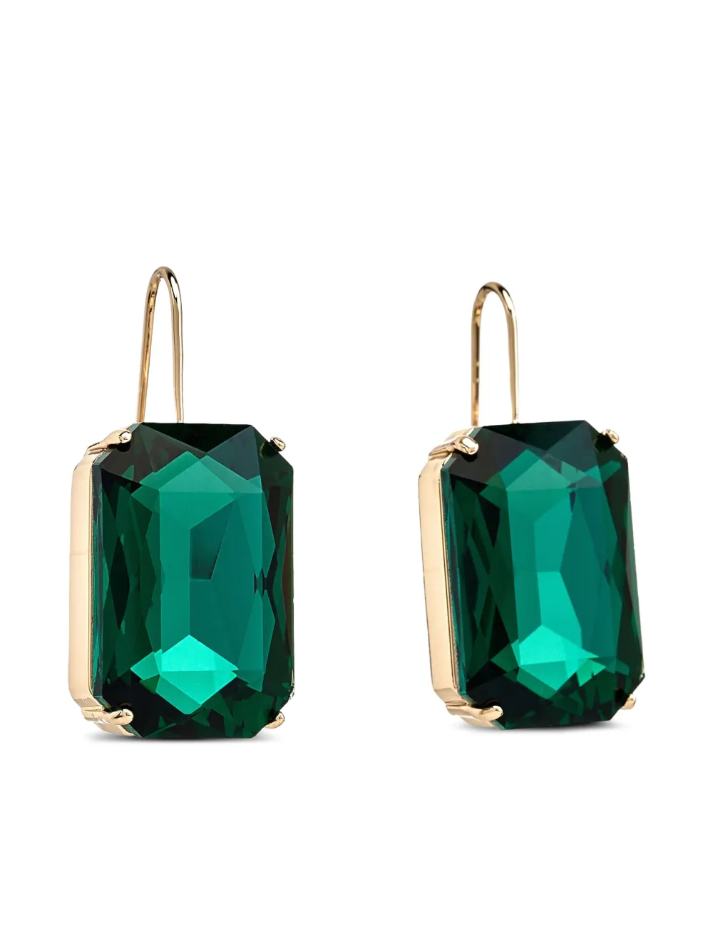 Kenneth Jay Lane octagon fishhook earrings - Verde