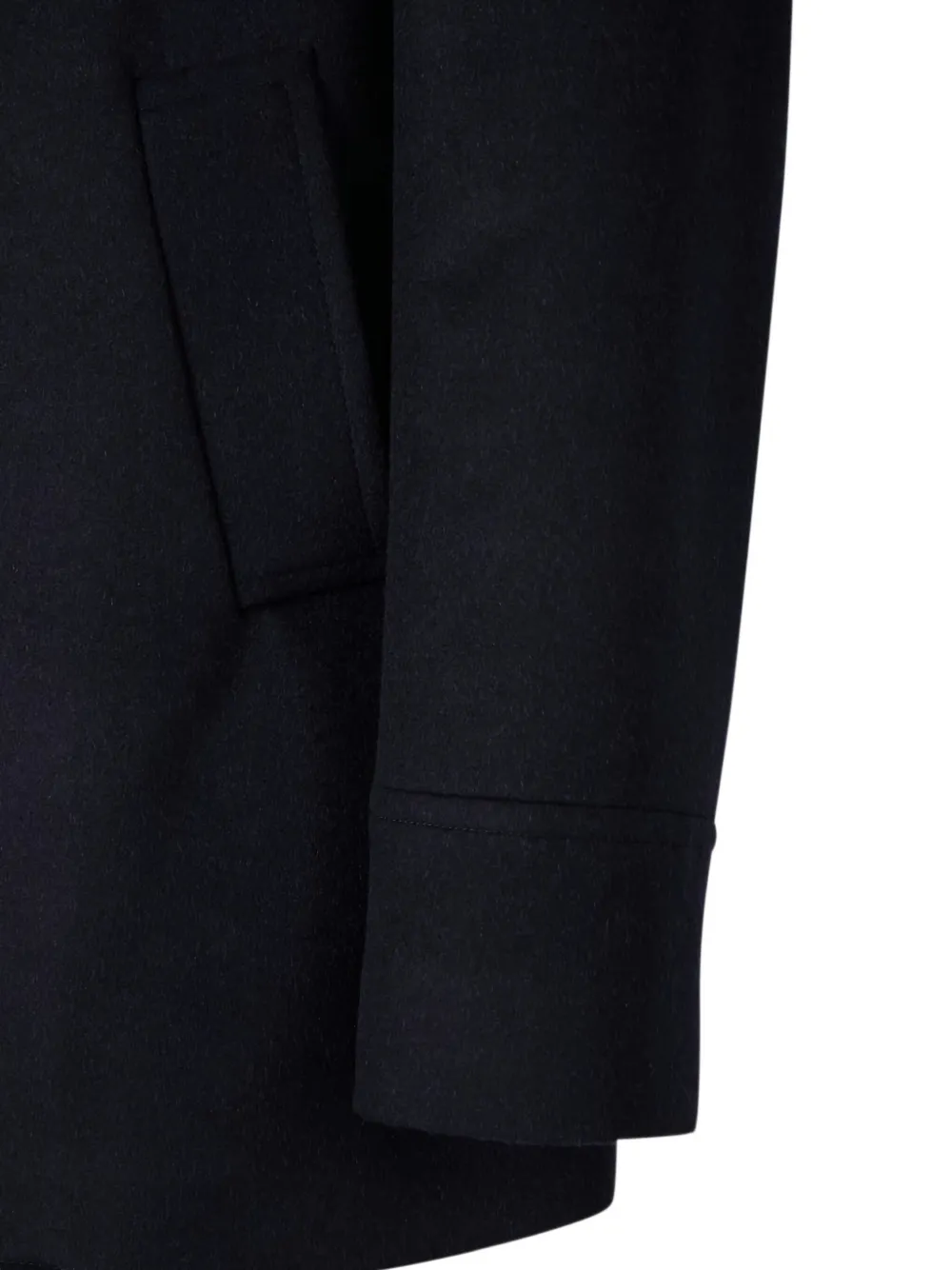 Brunello Cucinelli Navy Blue Double Flannel Caban Blazer In Black