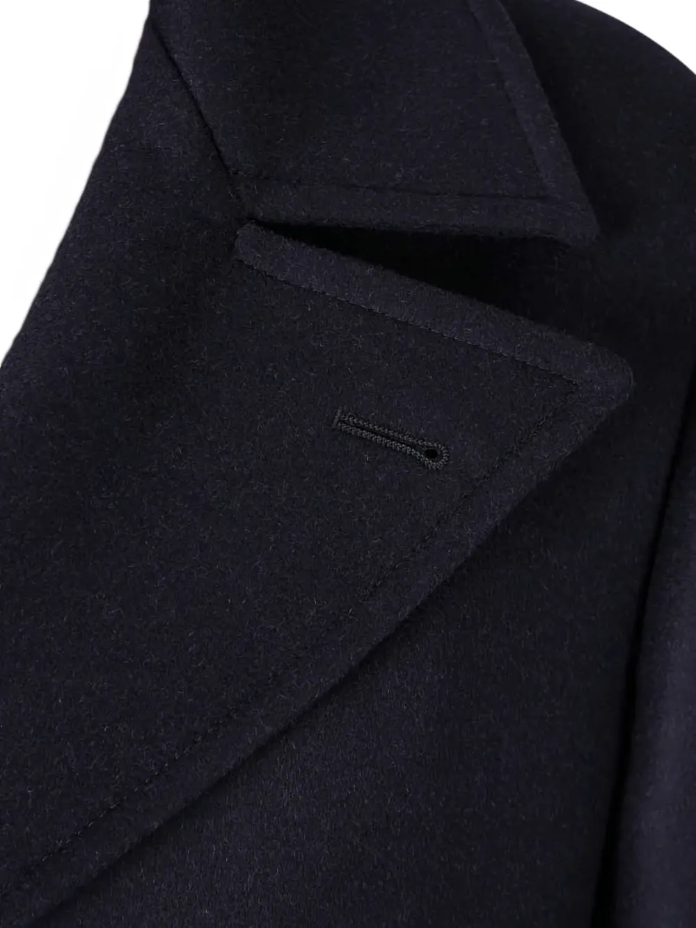 Brunello Cucinelli Navy Blue Double Flannel Caban Blazer In Black