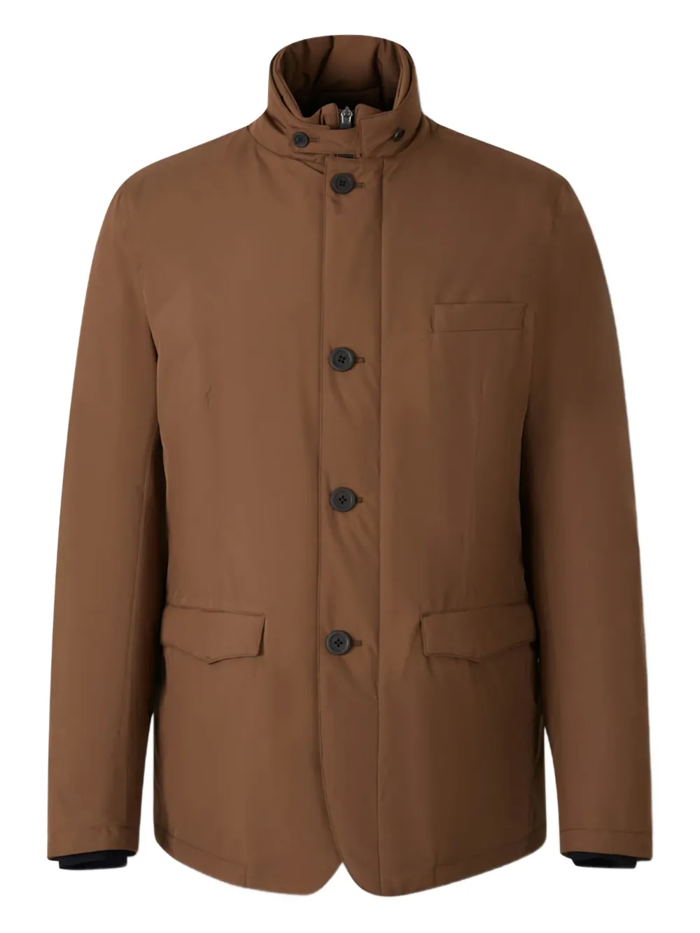 Herno buttoned high-neck jacket - ブラウン Herno buttoned high-neck jacket - ブラウン