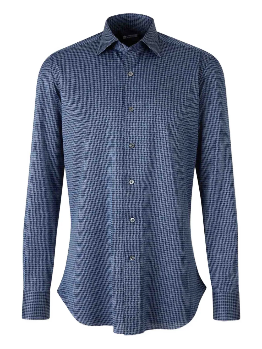 Fray houndstooth long-sleeve shirt | Blue | Image 1