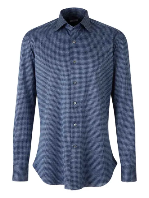 Fray houndstooth long-sleeve shirt