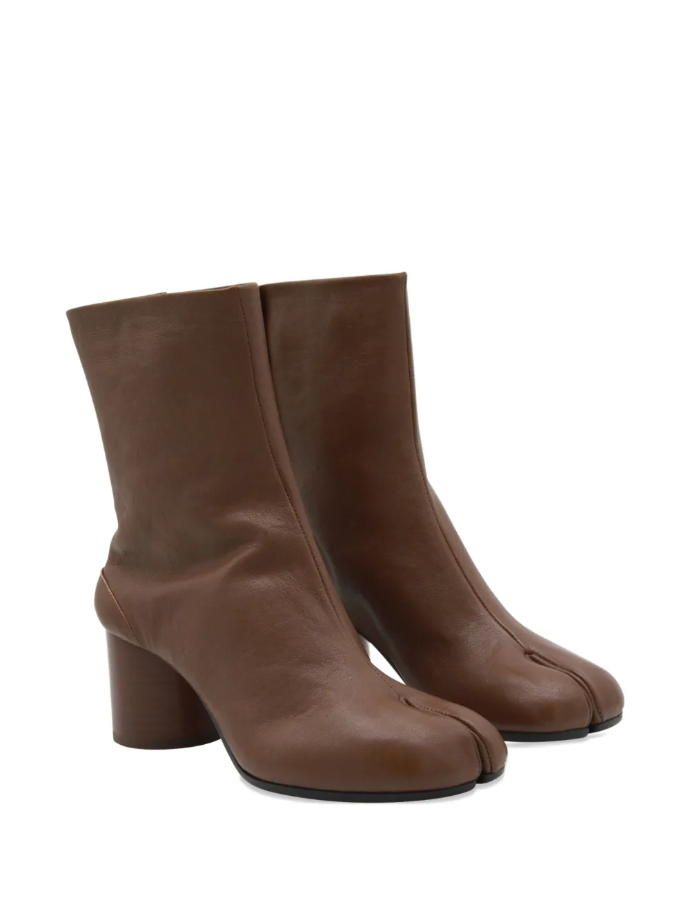 Maison Margiela Tabi High Heels Ankle Boots In Brown Leather In Brown