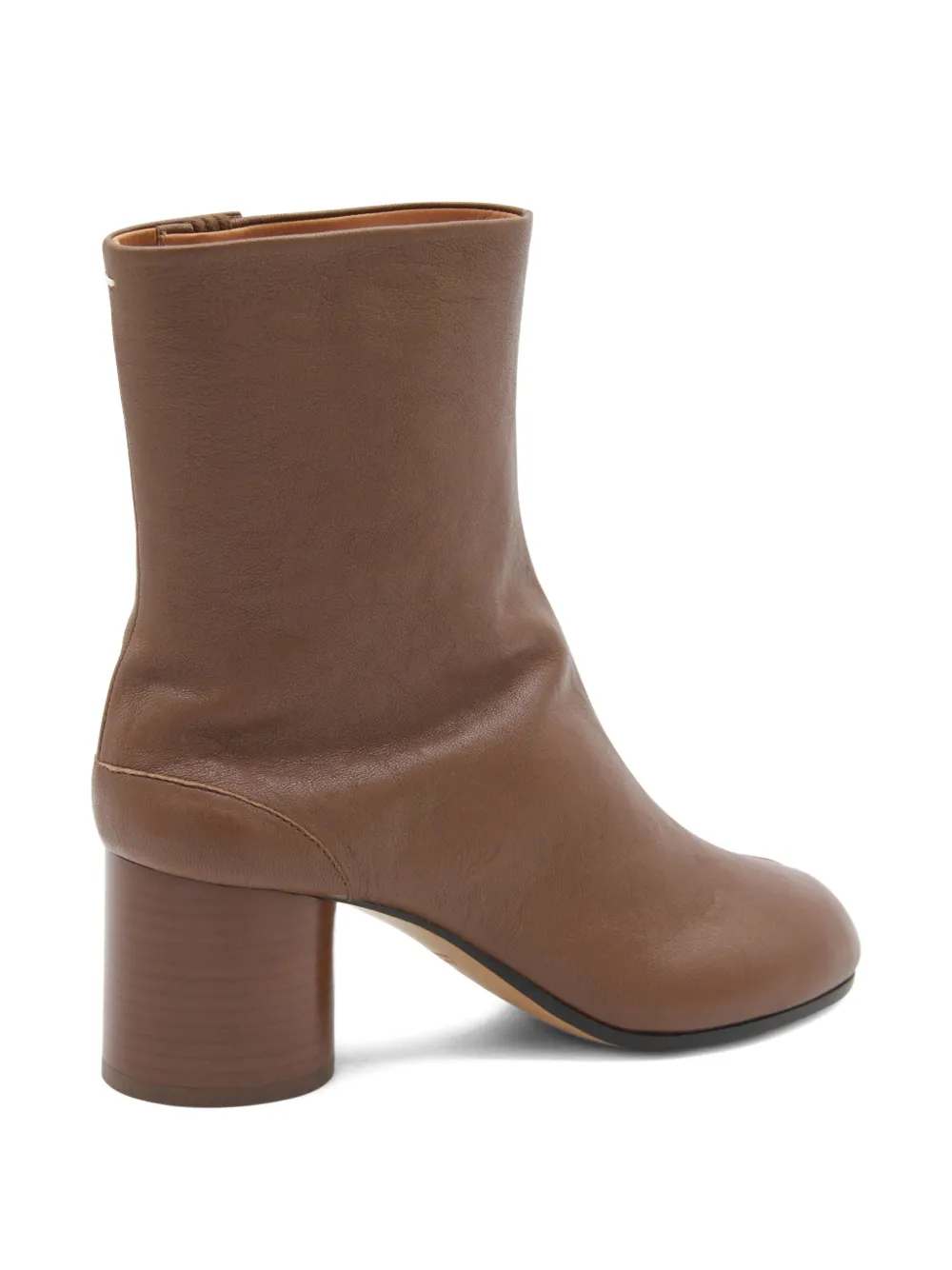 Maison Margiela Tabi High Heels Ankle Boots In Brown Leather In Brown