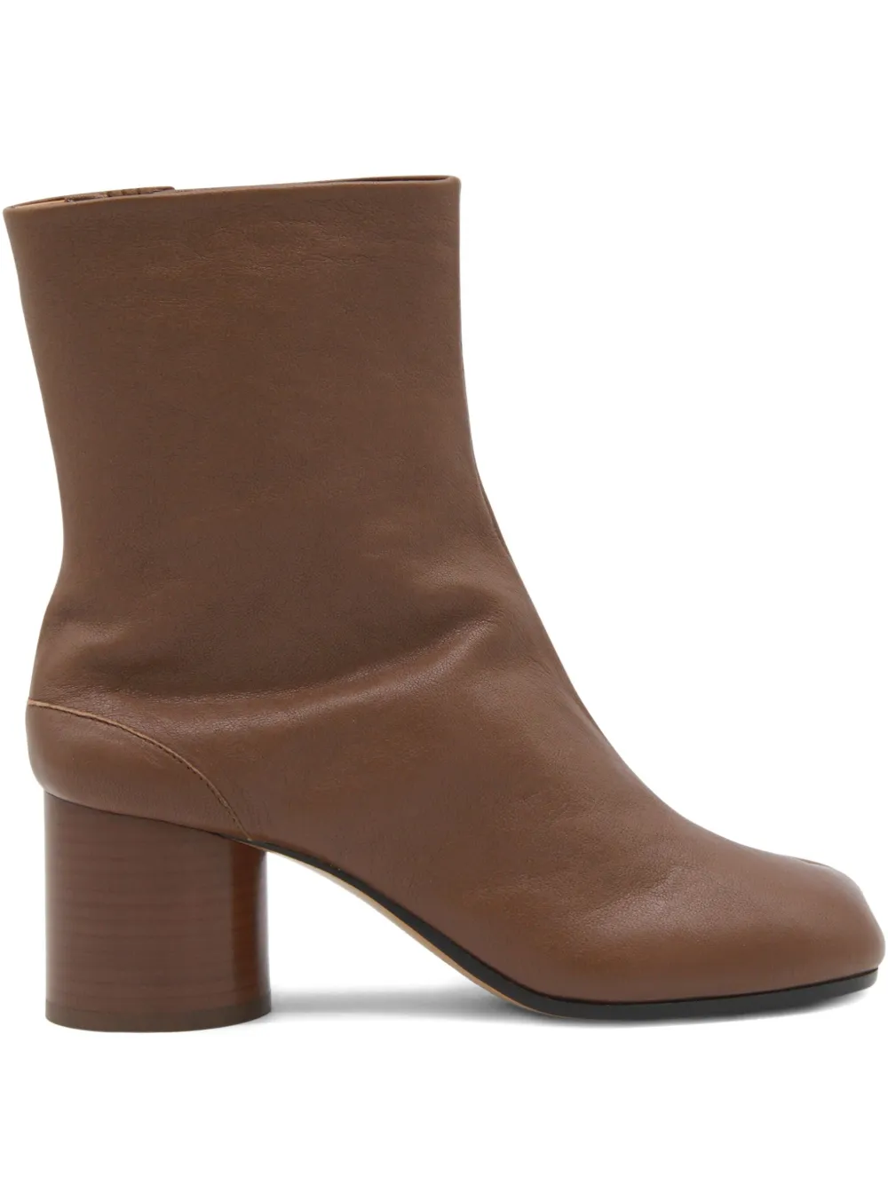 Maison Margiela Tabi High Heels Ankle Boots In Brown Leather In Brown