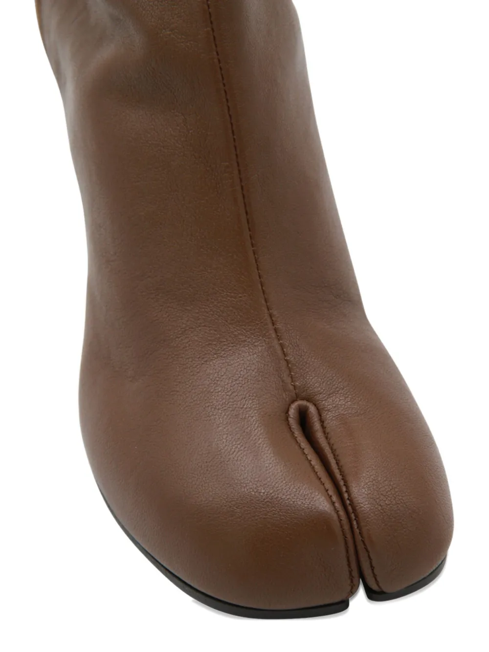 Maison Margiela Tabi High Heels Ankle Boots In Brown Leather In Brown