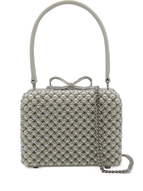 Self-Portrait pearl-embellished tote bag