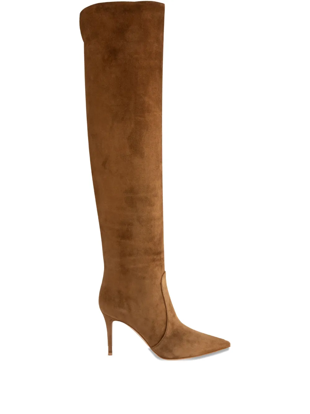 Gianvito Rossi 85mm Hansen Cuissard suede pointed-toe knee-high boots Brown