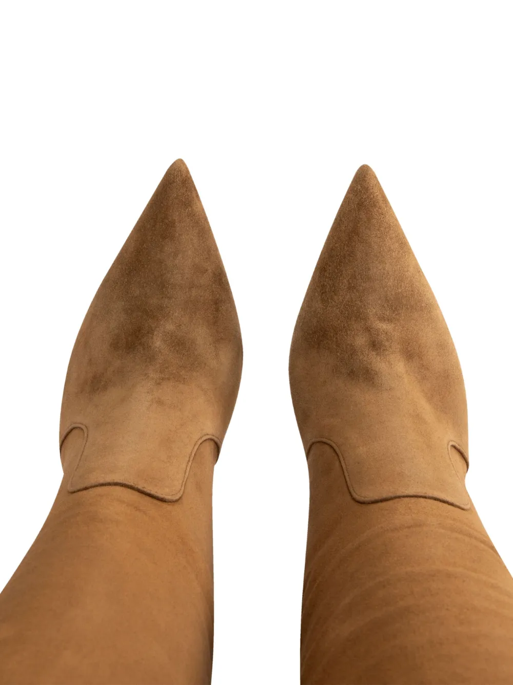 Gianvito Rossi 85mm Hansen Cuissard suede pointed-toe knee-high boots Brown