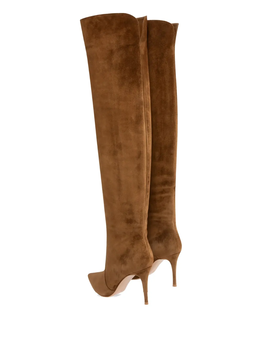 Gianvito Rossi 85mm Hansen Cuissard suede pointed-toe knee-high boots Brown