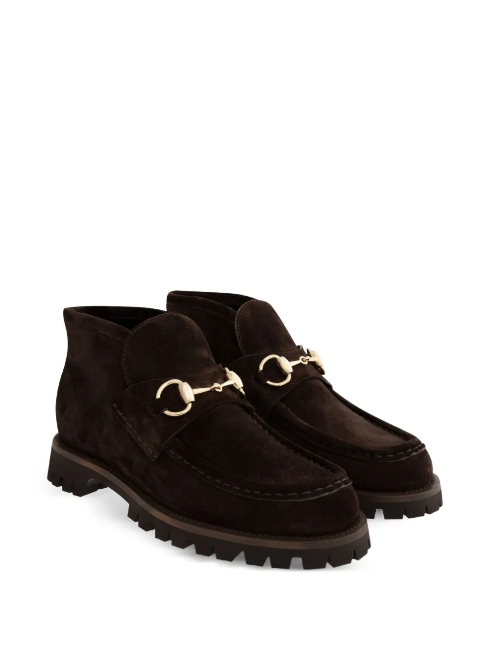 Gucci horsebit suede boots Bruin