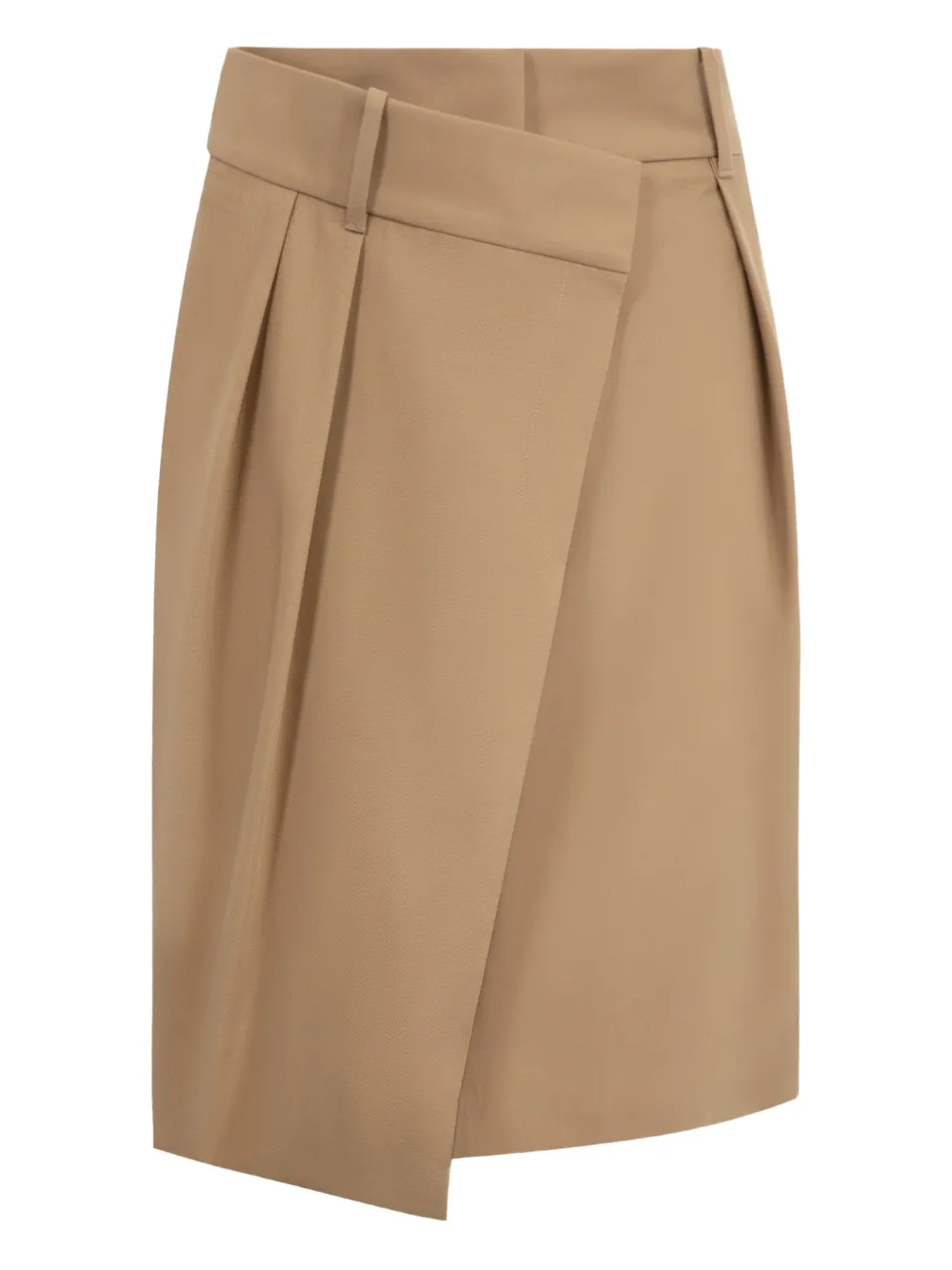 Loewe Wrap-effect Pleated Mini Skirt In Brown
