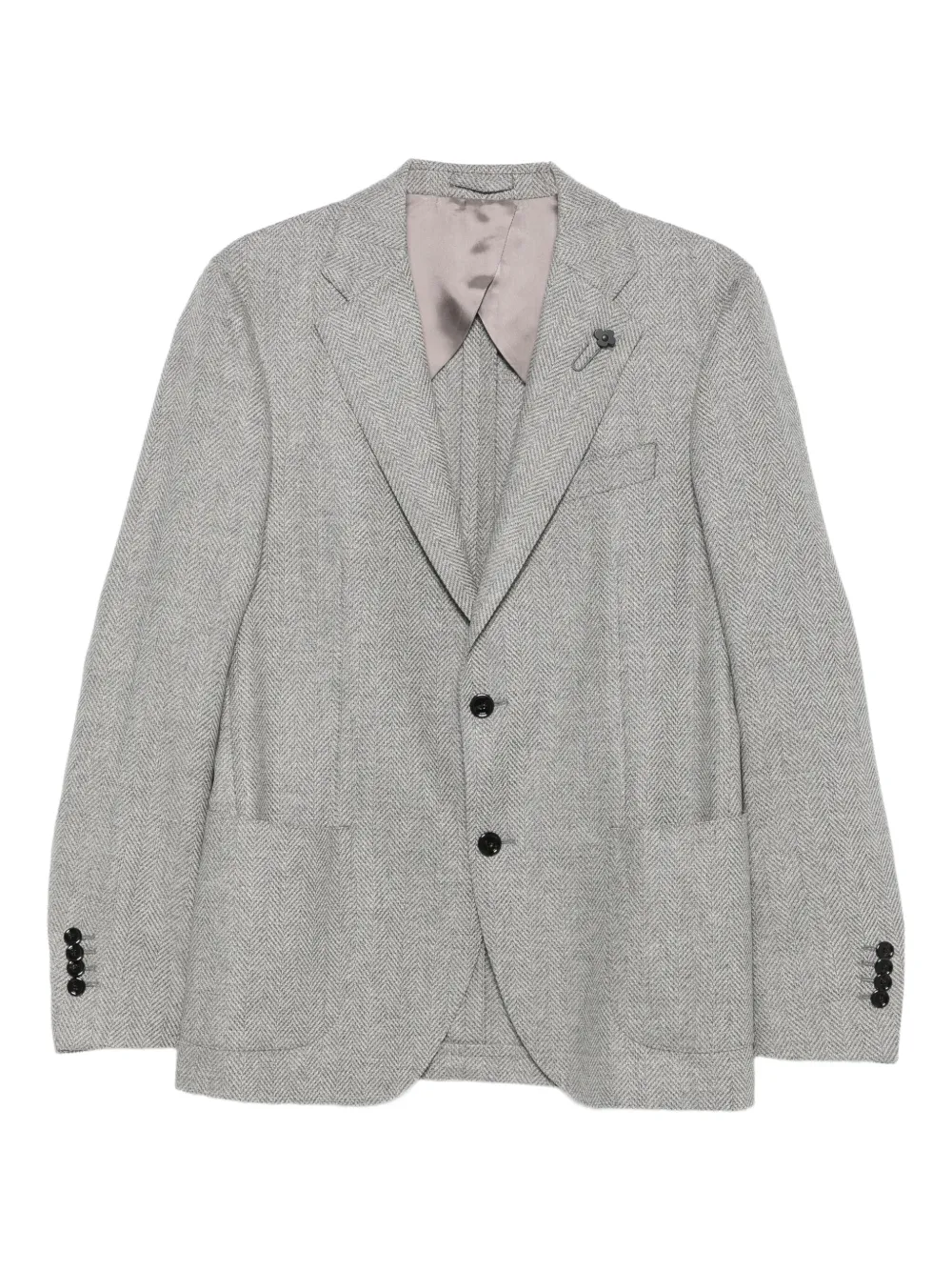 Lardini herringbone button jacket | Grey | Image 1