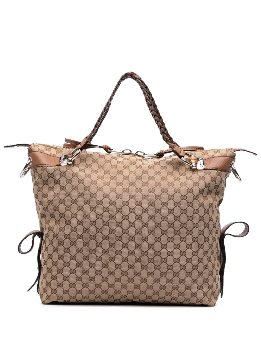 Gucci Pre-Owned 2016-2025 ラージ GGキャンバス バンブーバー ハンドバッグ - ブラウン Gucci Pre-Owned 2016-2025 ラージ GGキャンバス バンブーバー ハンドバッグ - ブラウン