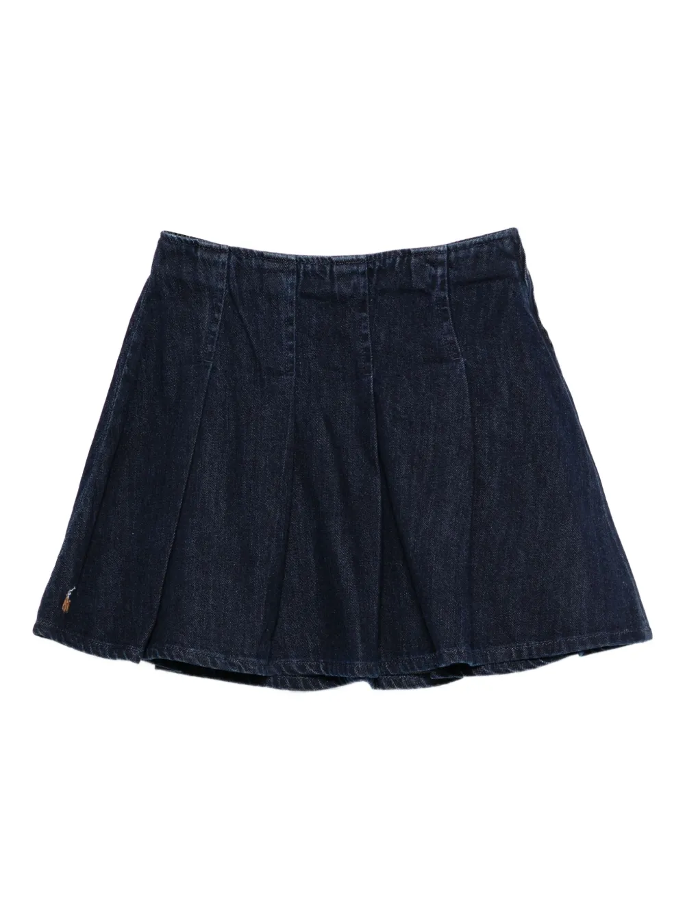 POLO RALPH LAUREN KIDS pleated embroidered-logo denim skirt | Blue | Image 1
