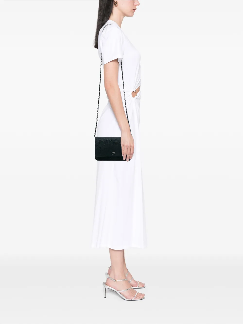 CHANEL Pre-Owned 2013-2014 Lace Overlay Goatskin Wallet On Chain crossbody bag | Pre-Owned | Image 2