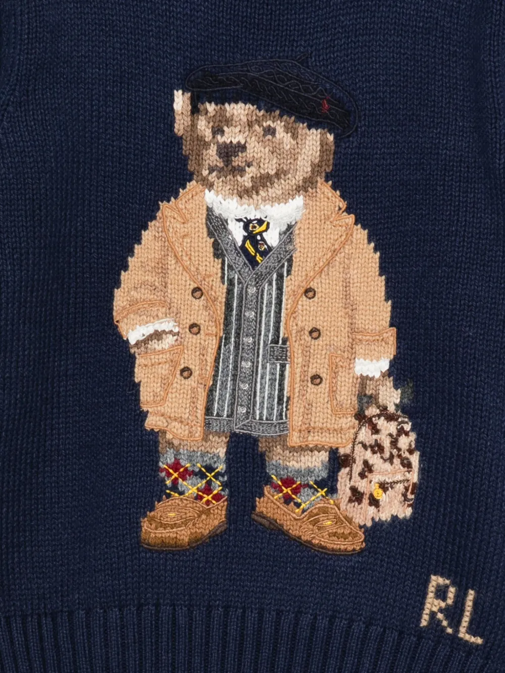 POLO RALPH LAUREN KIDS Trui met geborduurde beer en ronde hals Blauw