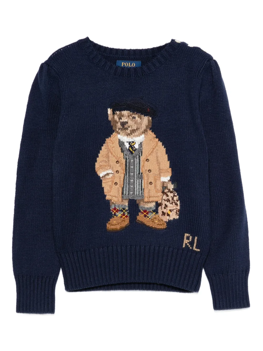 POLO RALPH LAUREN KIDS bear-embroidered crew-neck sweater | Blue | Image 1