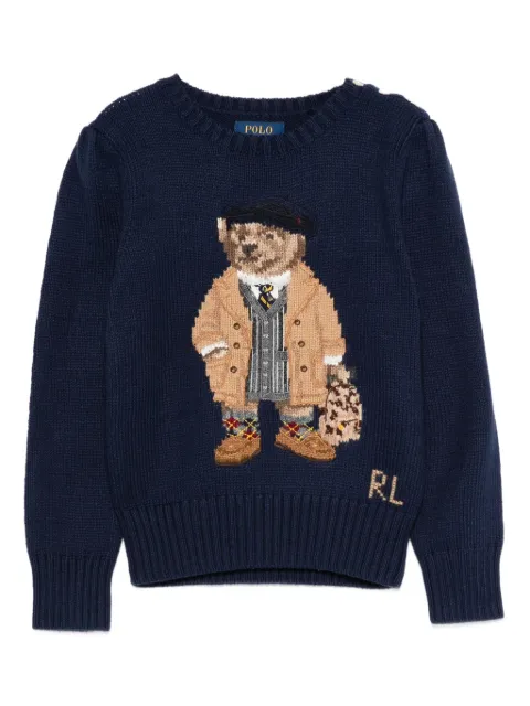 POLO RALPH LAUREN KIDS bear-embroidered crew-neck sweater