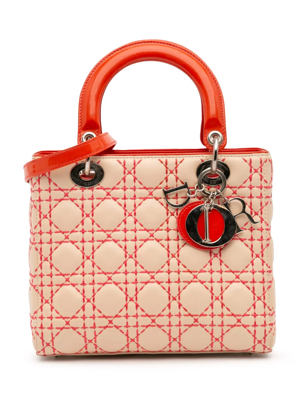 Christian Dior Pre-Owned 2012 ミディアム ラムスキン カナージュ ステッチ レディ ディオール Christian Dior Pre-Owned 2012 ミディアム ラムスキン カナージュ ステッチ レディ ディオール