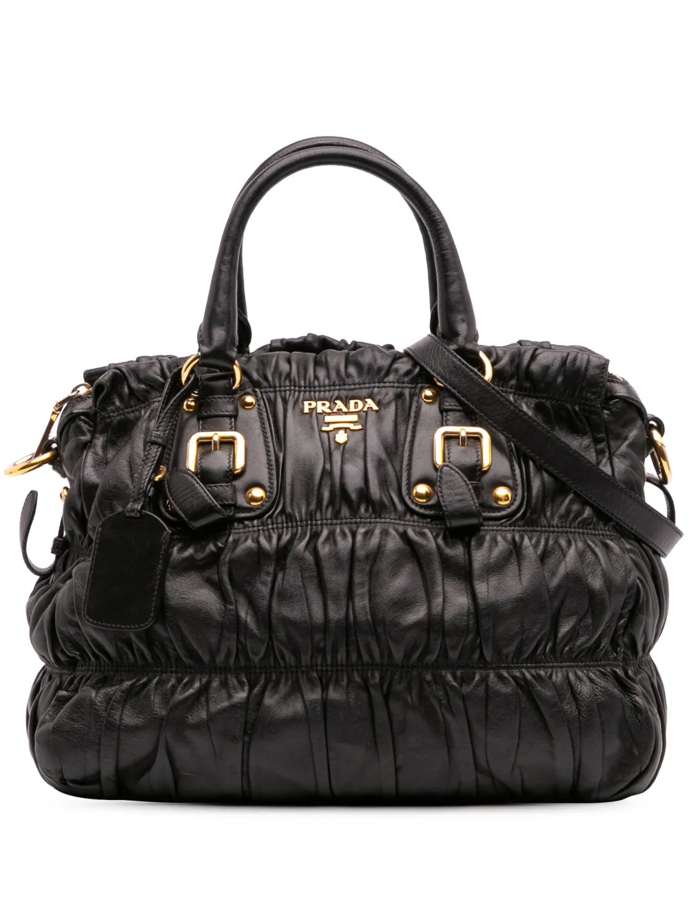 Prada Pre-Owned 2013-2025 ナッパ ゴーフル サッチェルバッグ - ブラック Prada Pre-Owned 2013-2025 ナッパ ゴーフル サッチェルバッグ - ブラック