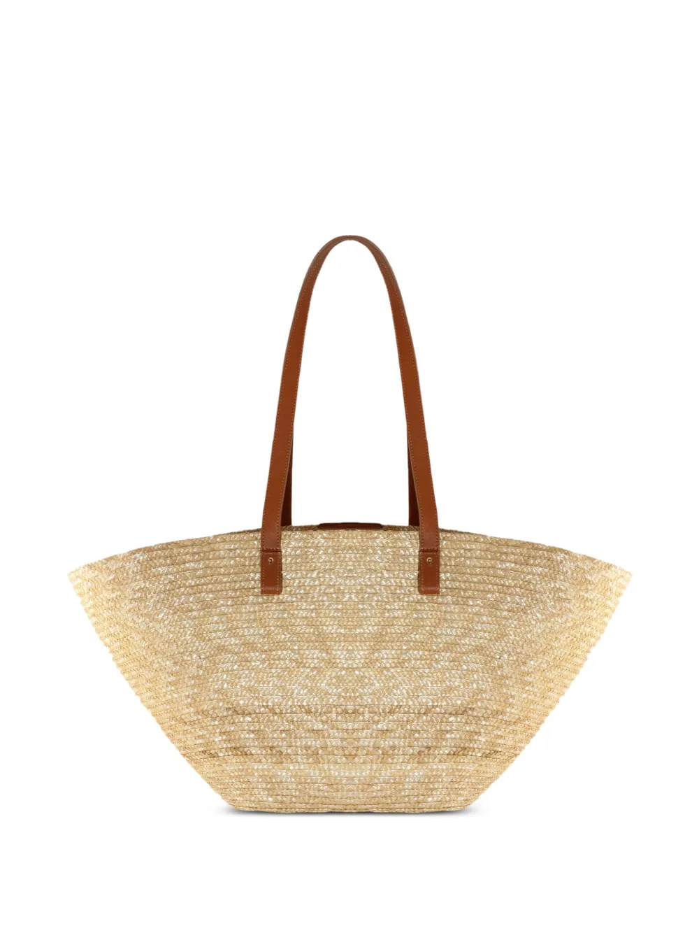 Catarzi leather-trimmed straw tote bag - Beige