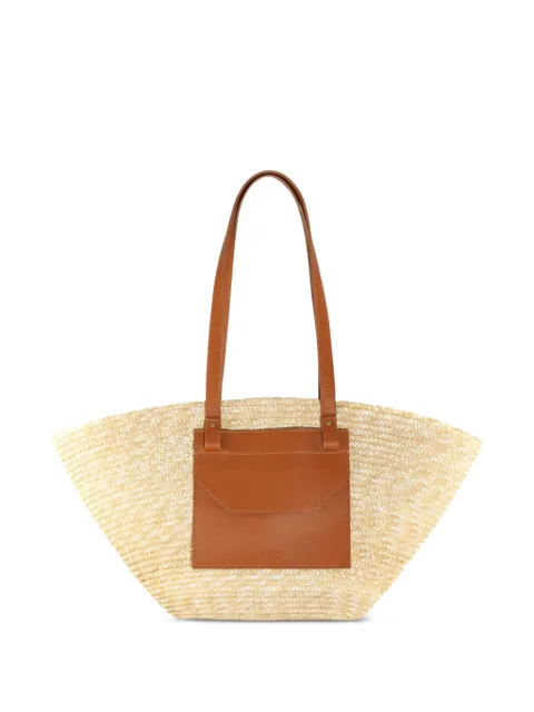 catarzi leather-trimmed straw tote bag