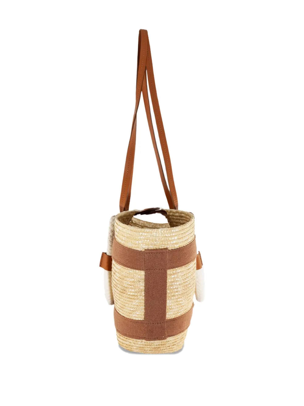 Catarzi straw leather-handle tote bag - Beige