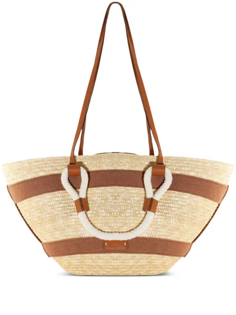 catarzi straw leather-handle tote bag